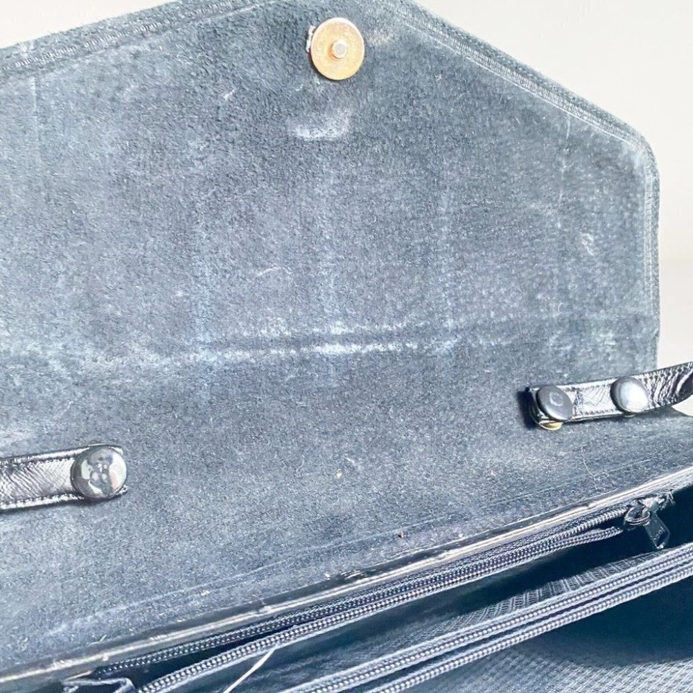 Vintage Eel Skin  Black Convertible Shoulder Clutch Bag - Picture 10 of 11